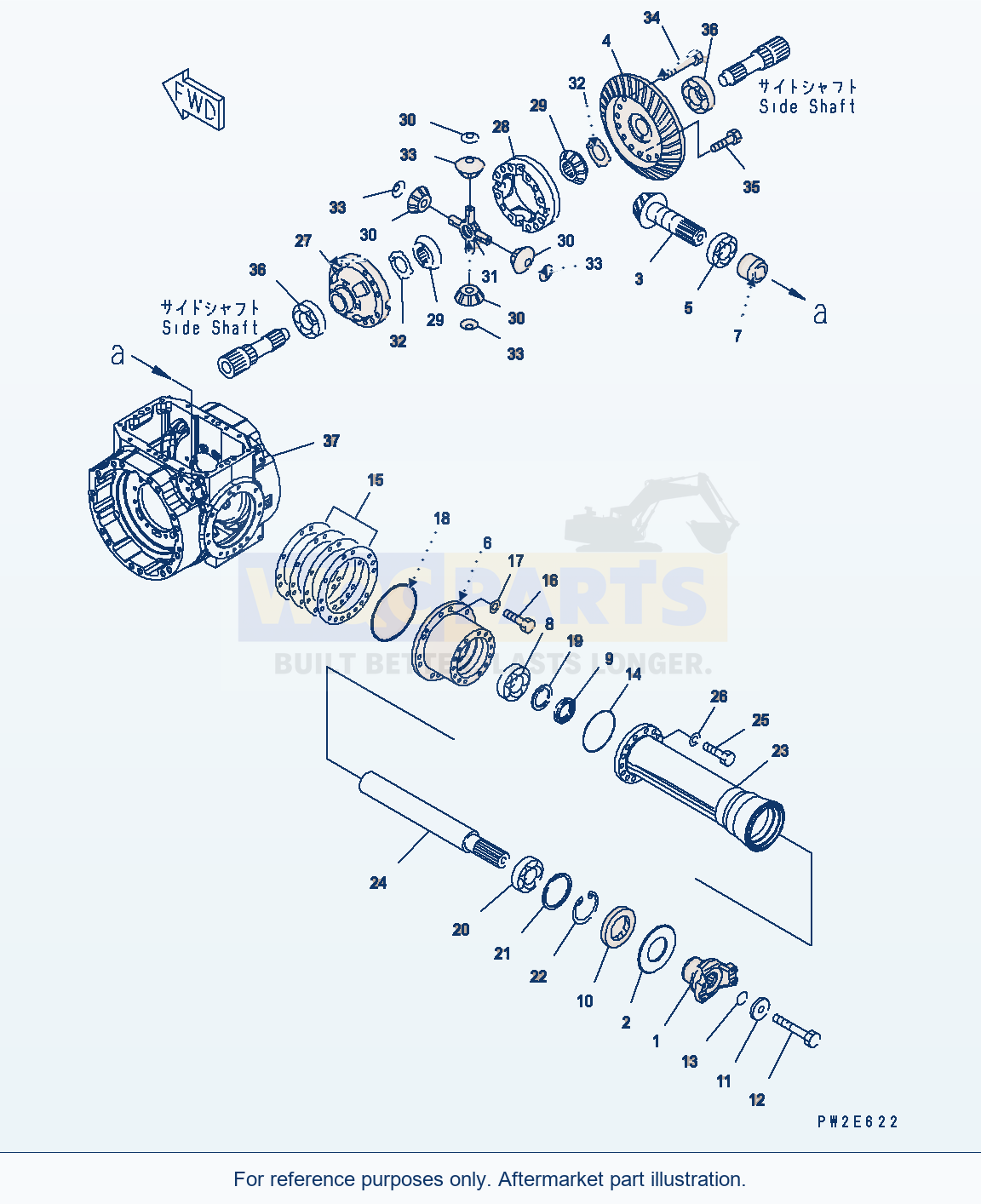 Komatsu WA250PT-5 Front Axle (Differential) Serial H60051 - UP parts diagram