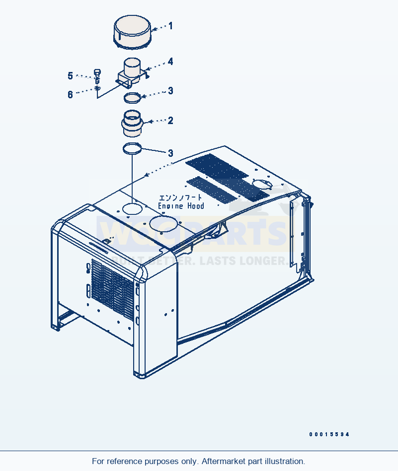 Komatsu WA250PT-5 Hood (For Pre-Cleaner) parts diagram