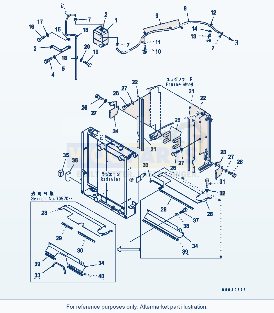 Komatsu WA250PT-5 Hood (Radiator Piping And Baffle Plate) parts diagram