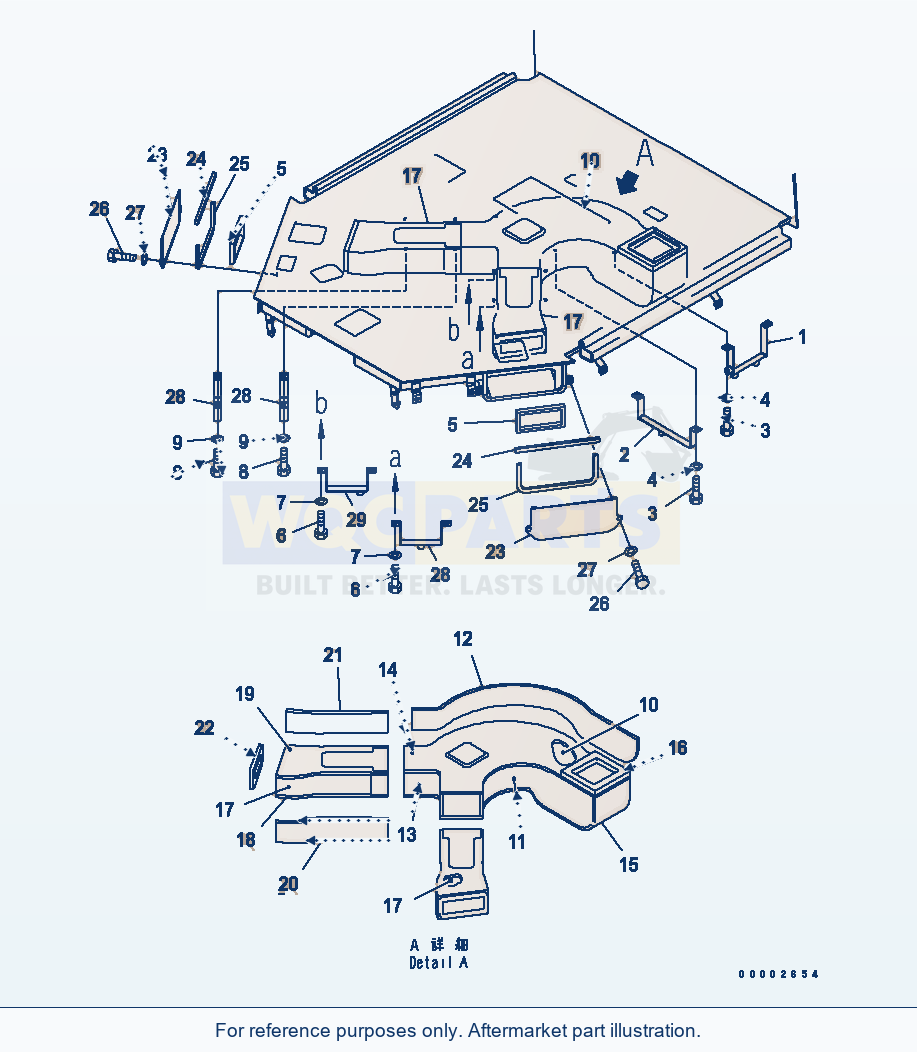 Komatsu WA250PT-5 Air Conditioner Duct (Floor Duct) parts diagram