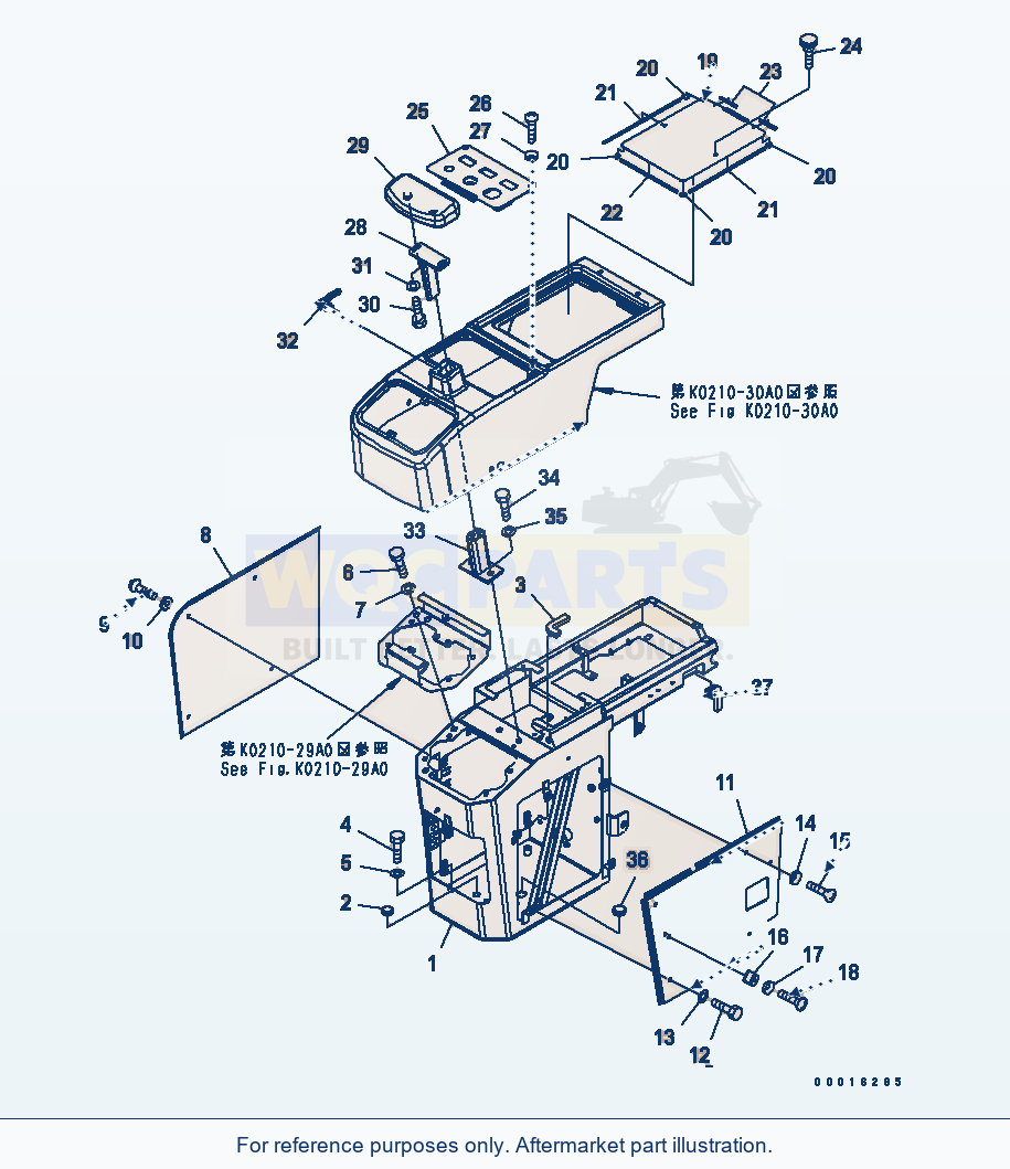 Komatsu WA250PT-5 Floor (Console Box) (R.H.) (For Canopy) parts diagram