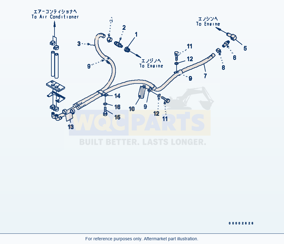 Komatsu WA250PT-5 Heater Piping parts diagram