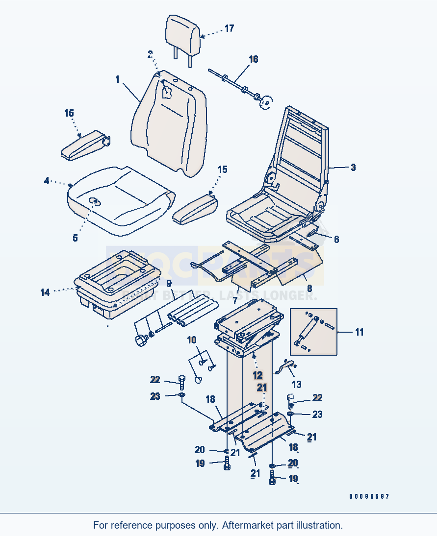 Komatsu WA250PT-5 Operator'S Seat (Suspension) (Fabric) parts diagram