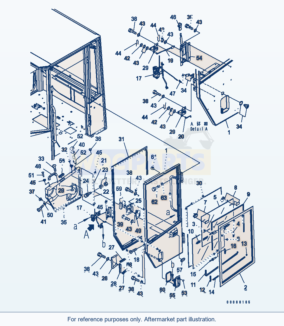 Komatsu WA250PT-5 Rops Cab (Door L.H.)(#70579-72749) parts diagram