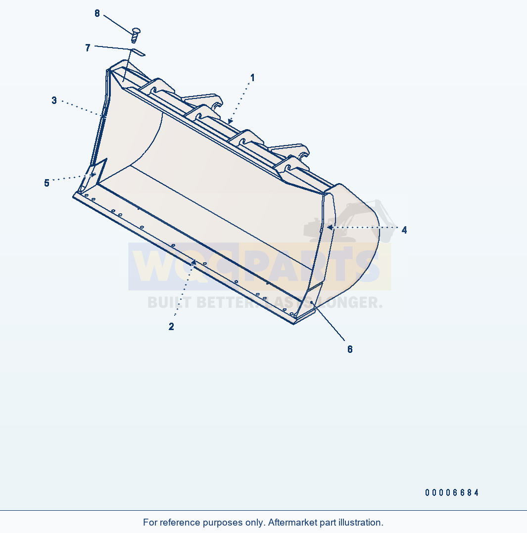 Komatsu WA250PT-5 Bucket 2.0m³ (Without Tooth) parts diagram