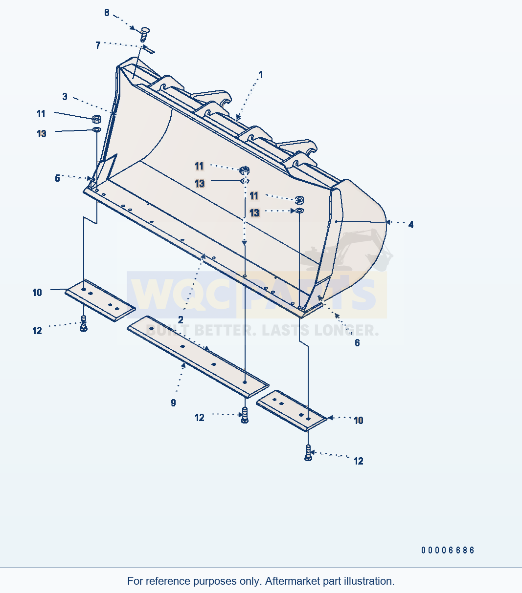 Komatsu WA250PT-5 Bucket 2.1m³ (Without B.O.C.) parts diagram