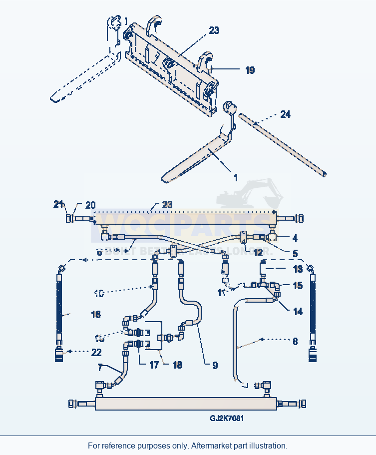 Komatsu WA250PT-5 Palette Fork (Cranked) parts diagram
