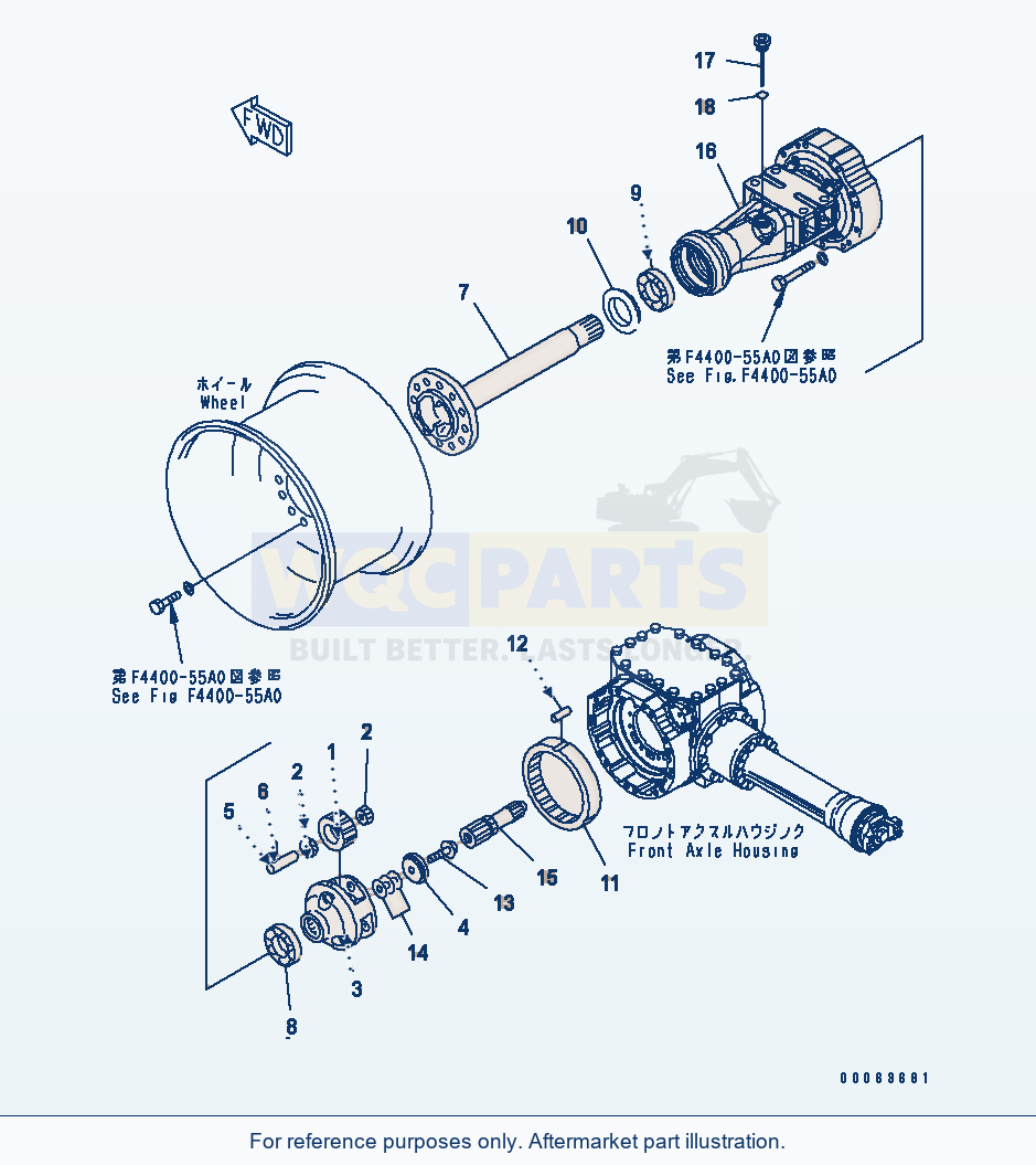 Komatsu WA250PT-5 Front Axle (Final Drive And Housing, L.H.) parts diagram
