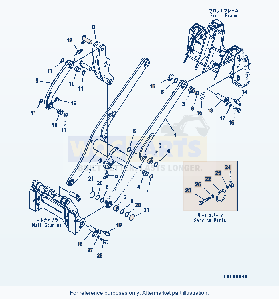 Komatsu WA250PT-5 Lift Arm And Bell Crank parts diagram
