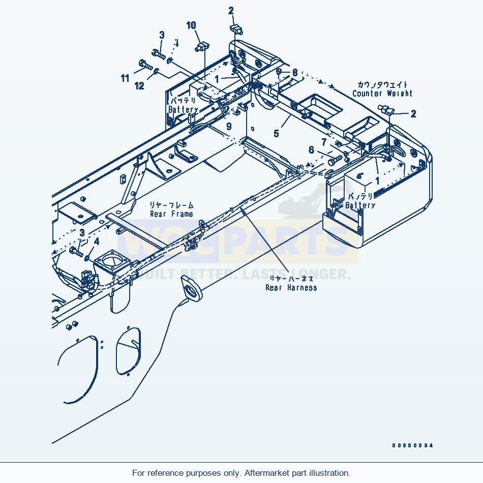 Komatsu WA250PT-5L Rear Harness (Battery Cable) parts diagram