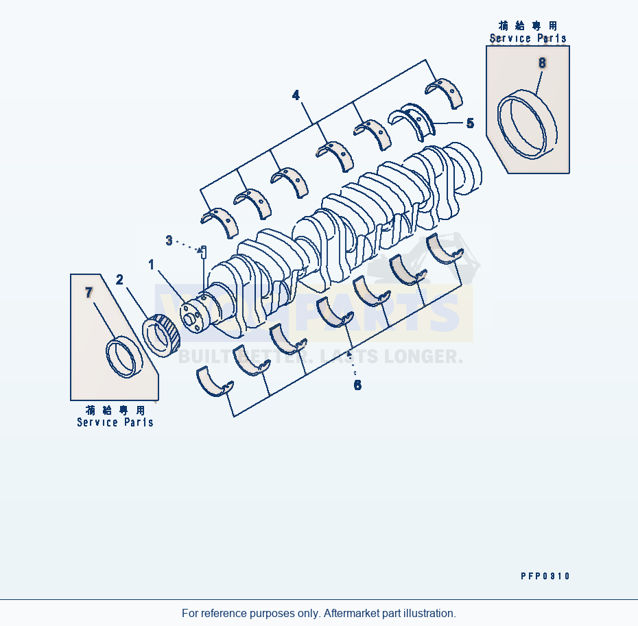 Komatsu WA250PT-5L Crankshaft parts diagram