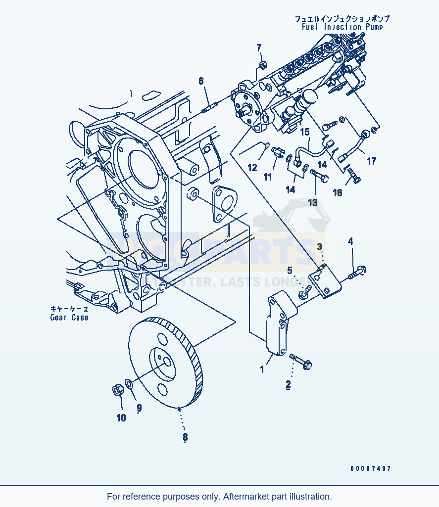 Komatsu WA250PT-5L Fuel Injection Pump Mounting parts diagram