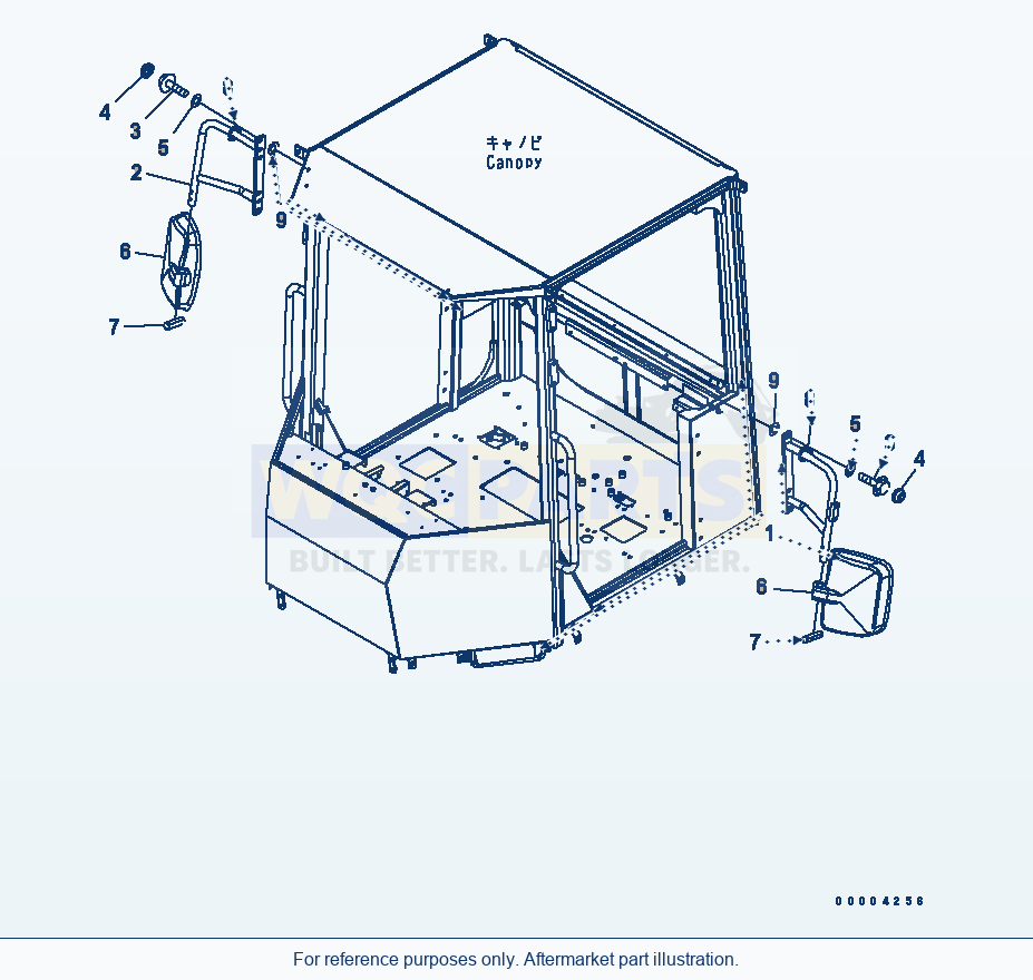 Komatsu WA250PT-5L Mirror (For Canopy) parts diagram