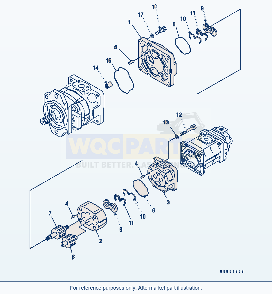 Komatsu WA250PT-5L 4-Gear Pump (Work Equipment Pump) parts diagram