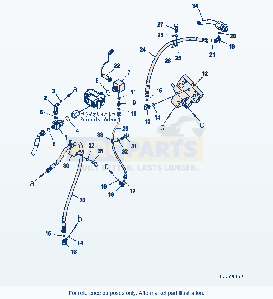 Komatsu WA250PT-5L Auxiliary Steering Line parts diagram