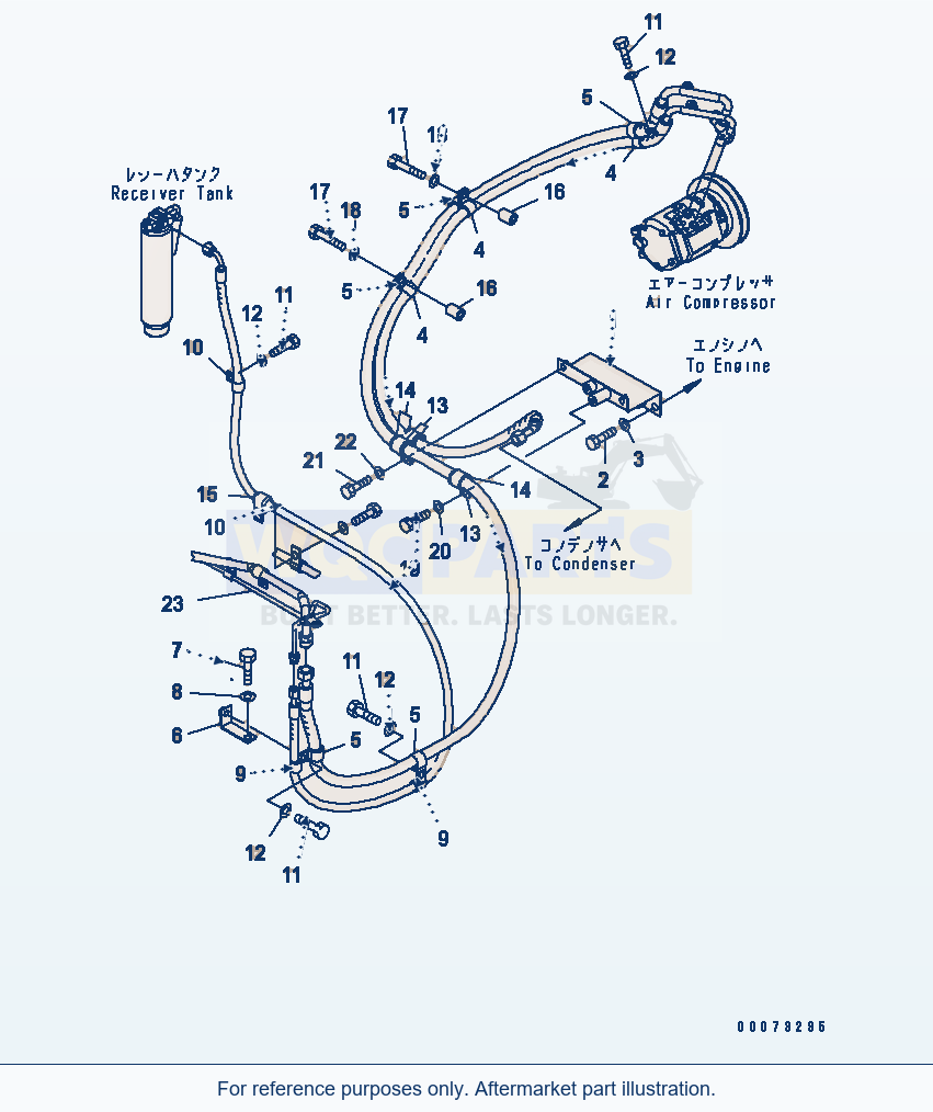 Komatsu WA250PT-5L Air Conditioner (Compressor Piping) parts diagram