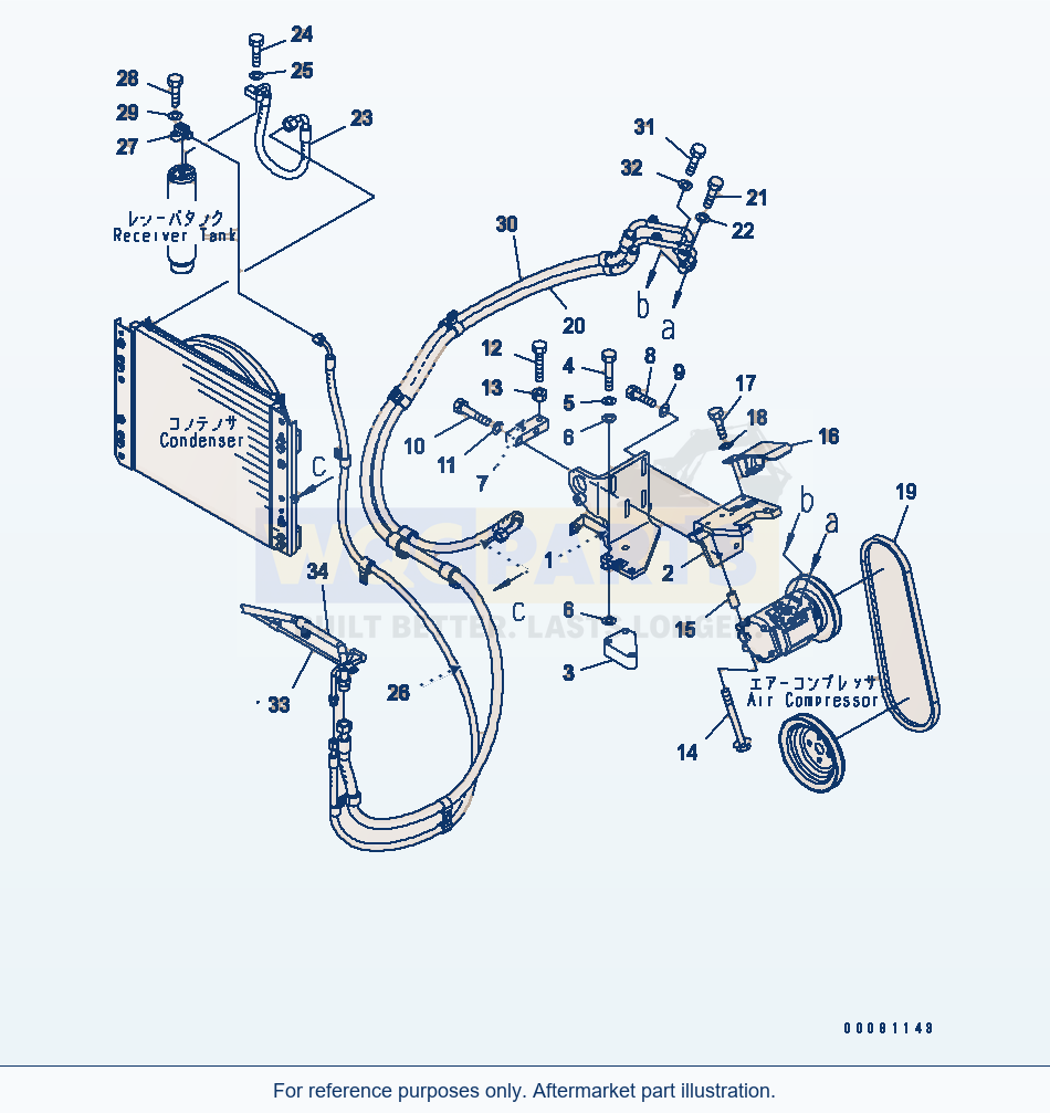 Komatsu WA250PT-5L Air Conditioner (Mounting And Piping) parts diagram