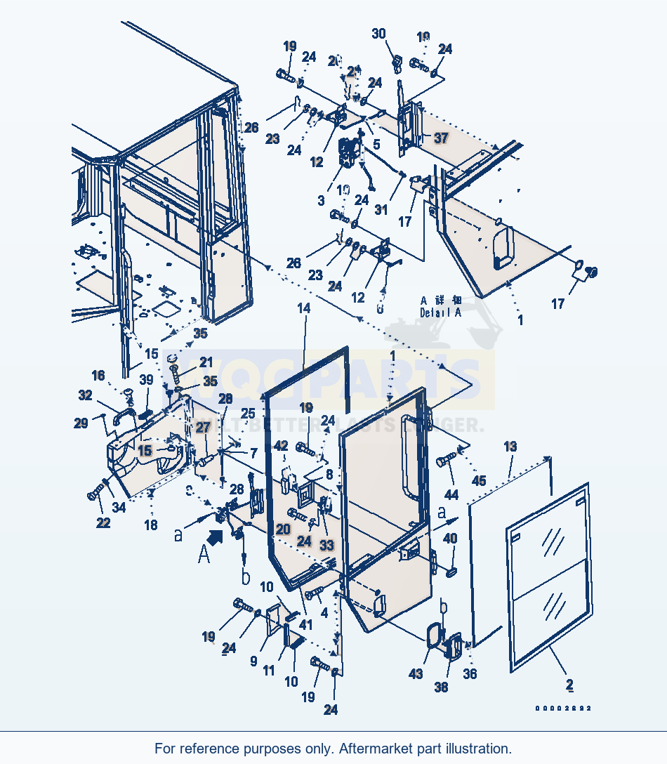 Komatsu WA250PT-5L Rops Cab (Door L.H.) parts diagram