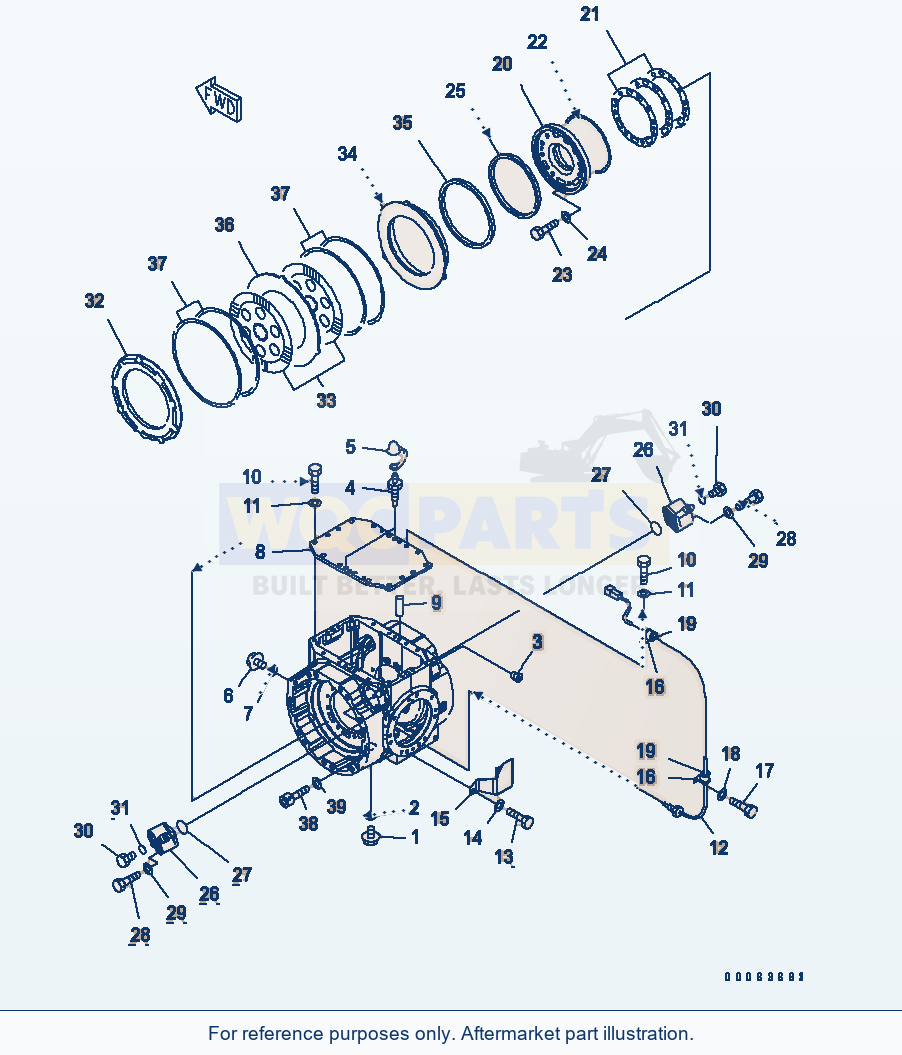 Komatsu WA250PT-5L Front Axle (Cover And Brake) parts diagram
