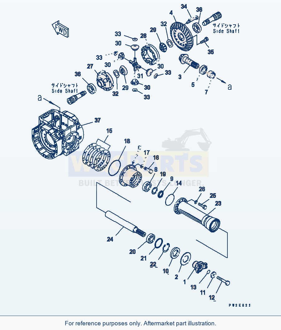 Komatsu WA250PT-5L Front Axle (Differential) parts diagram