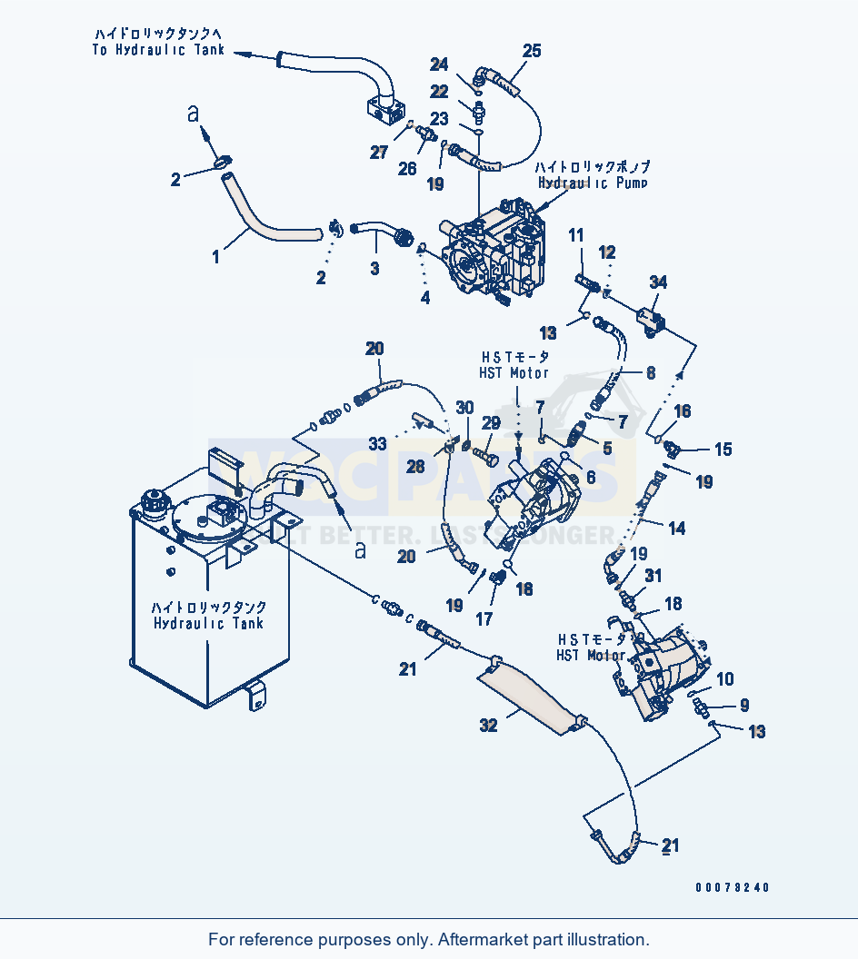 Komatsu WA250PT-5L Hst Oil Charge Line parts diagram