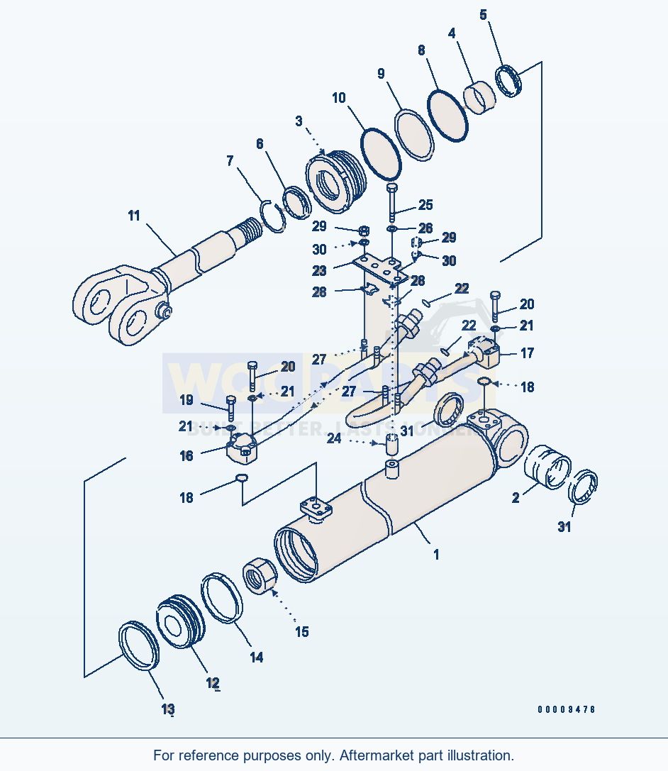 Komatsu WA250PT-5L Boom Cylinder parts diagram