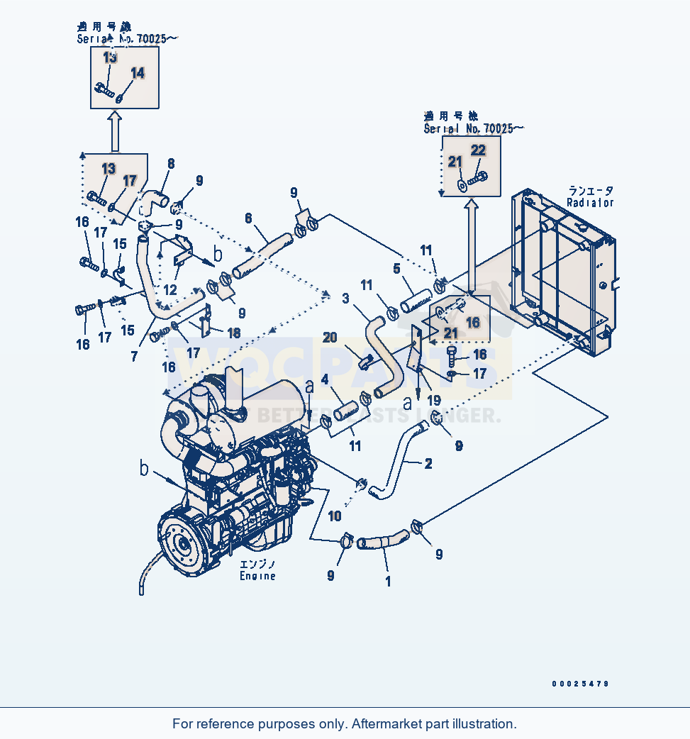 Komatsu WA250PTL-5 Cooling Line parts diagram