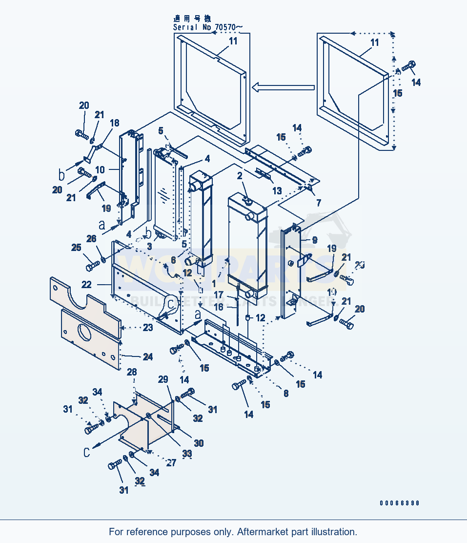 Komatsu WA250PTL-5 Radiator(#70445-) parts diagram