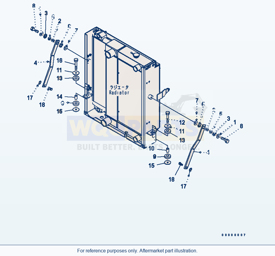 Komatsu WA250PTL-5 Radiator Mount parts diagram