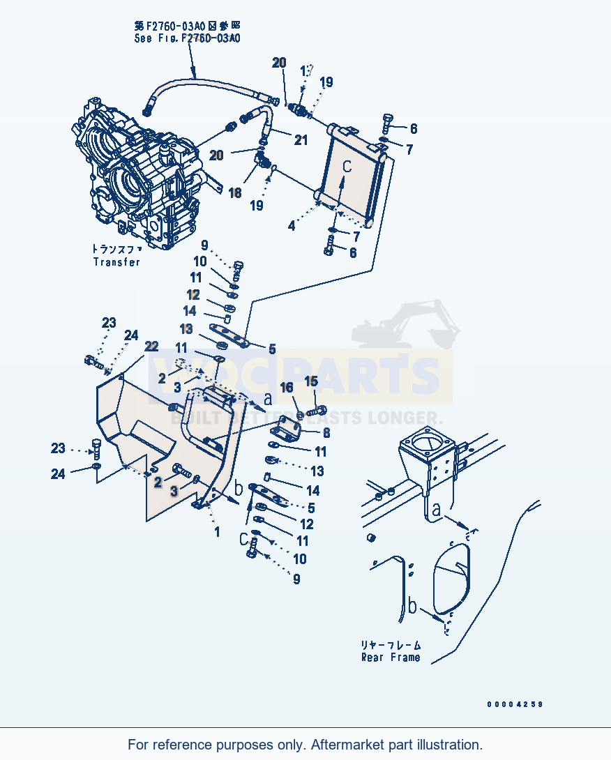Komatsu WA250PTL-5 Transfer Oil Cooler(#70001-70569) parts diagram