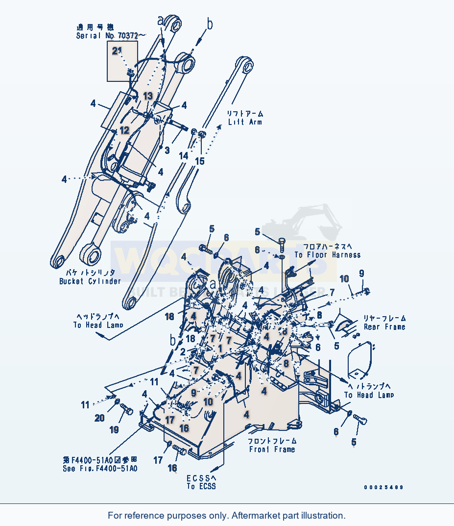 Komatsu WA250PTL-5 Front Harness parts diagram