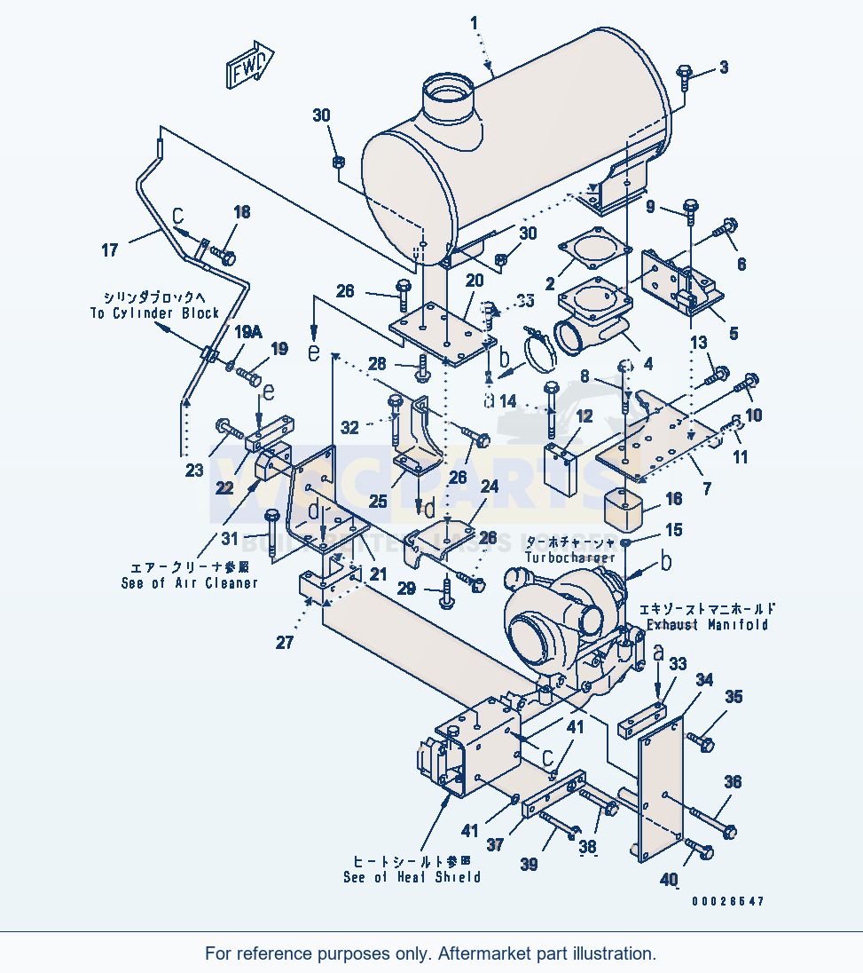 Komatsu WA250PTL-5 Muffler And Mounting(#26302312-26304457) parts diagram