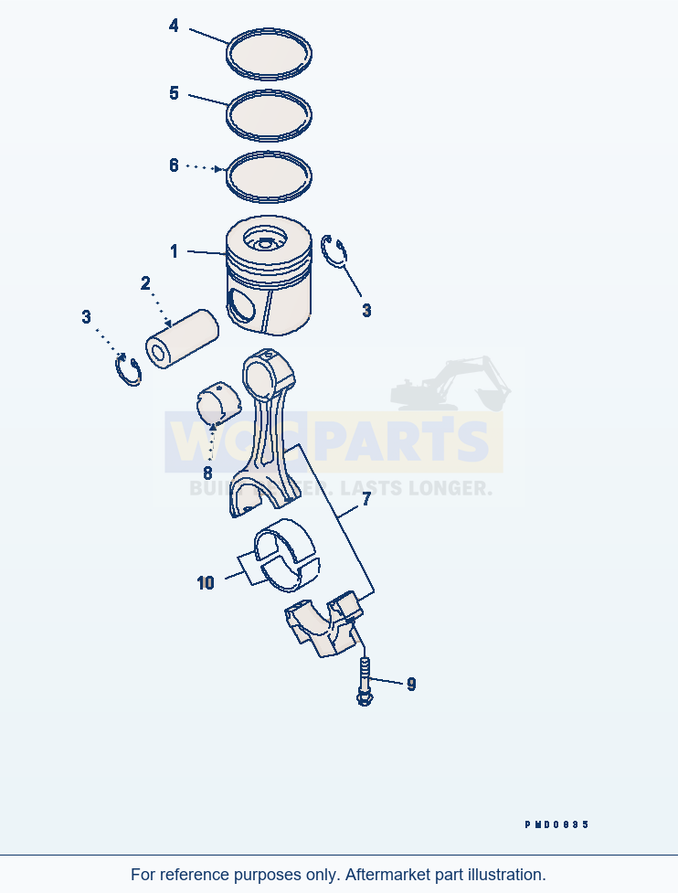 Komatsu WA250PTL-5 Piston parts diagram