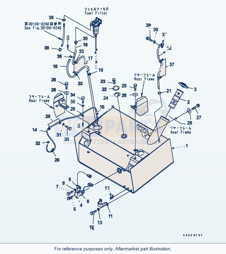 Komatsu WA250PTL-5 Fuel Tank parts diagram