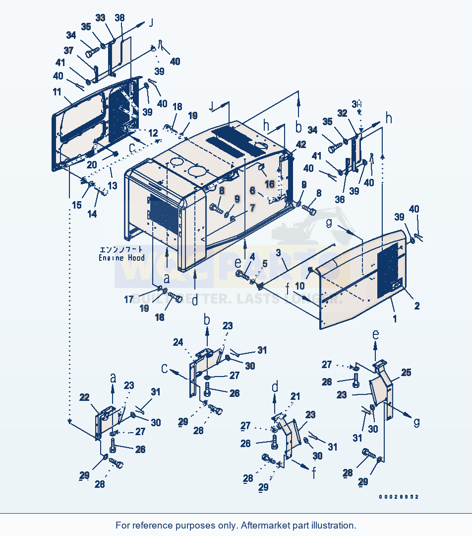 Komatsu WA250PTL-5 Hood (Door) (For Full Fender) parts diagram