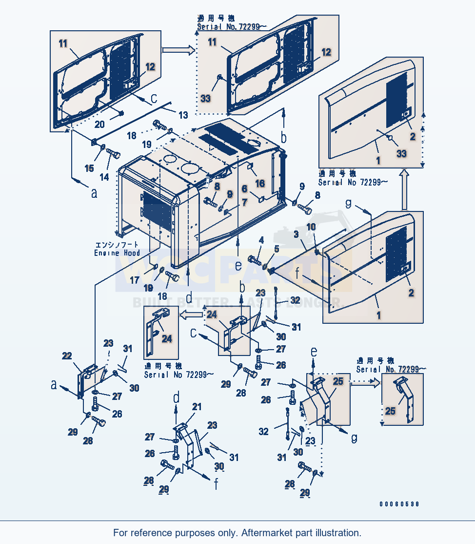 Komatsu WA250PTL-5 Hood (Door) parts diagram