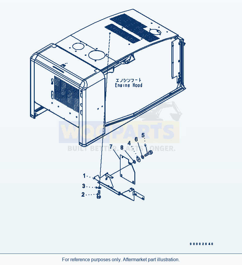Komatsu WA250PTL-5 Hood (Duct Cover) parts diagram