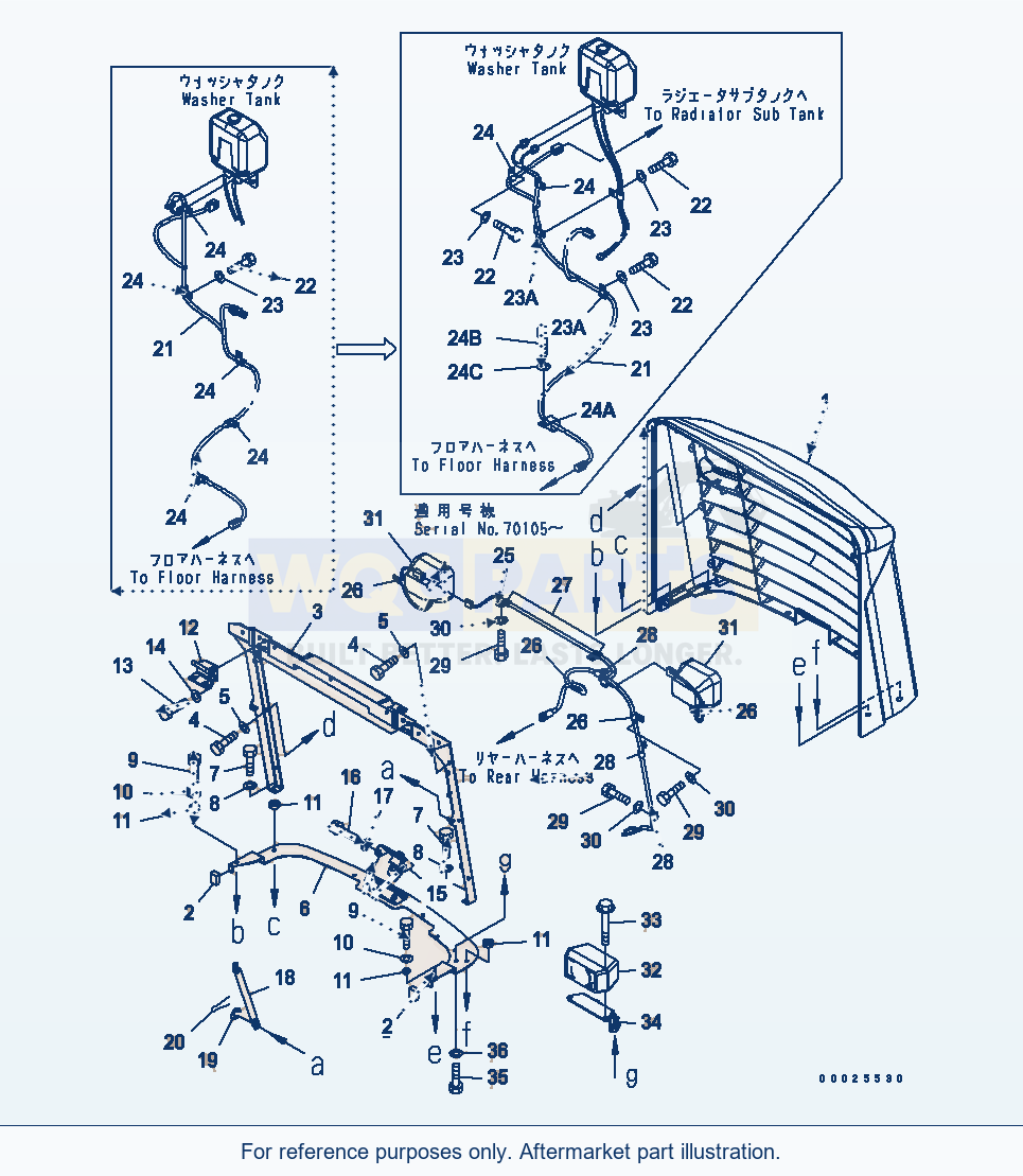 Komatsu WA250PTL-5 Hood (Radiator Guard) parts diagram