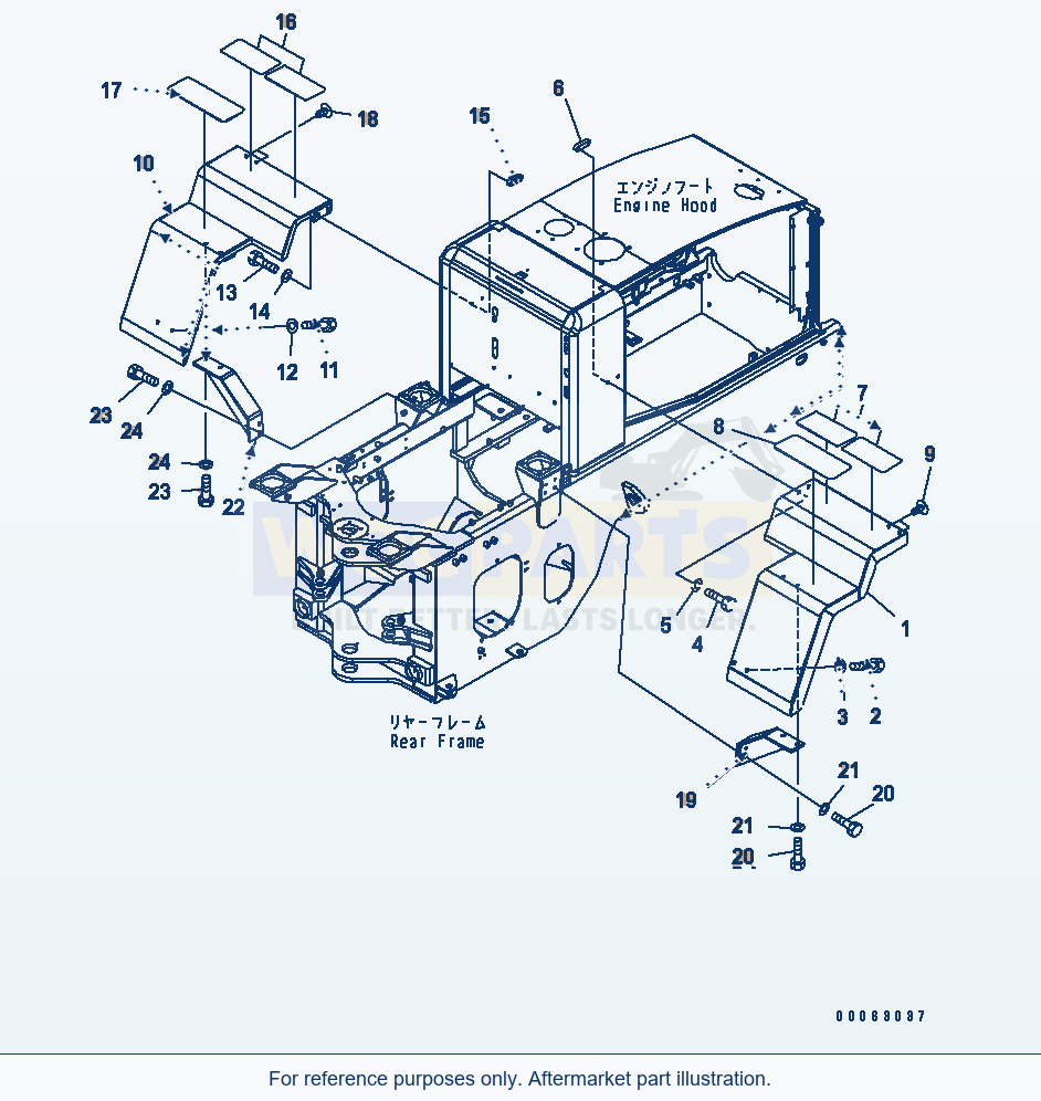 Komatsu WA250PTL-5 Rear Fender(#72452-) parts diagram