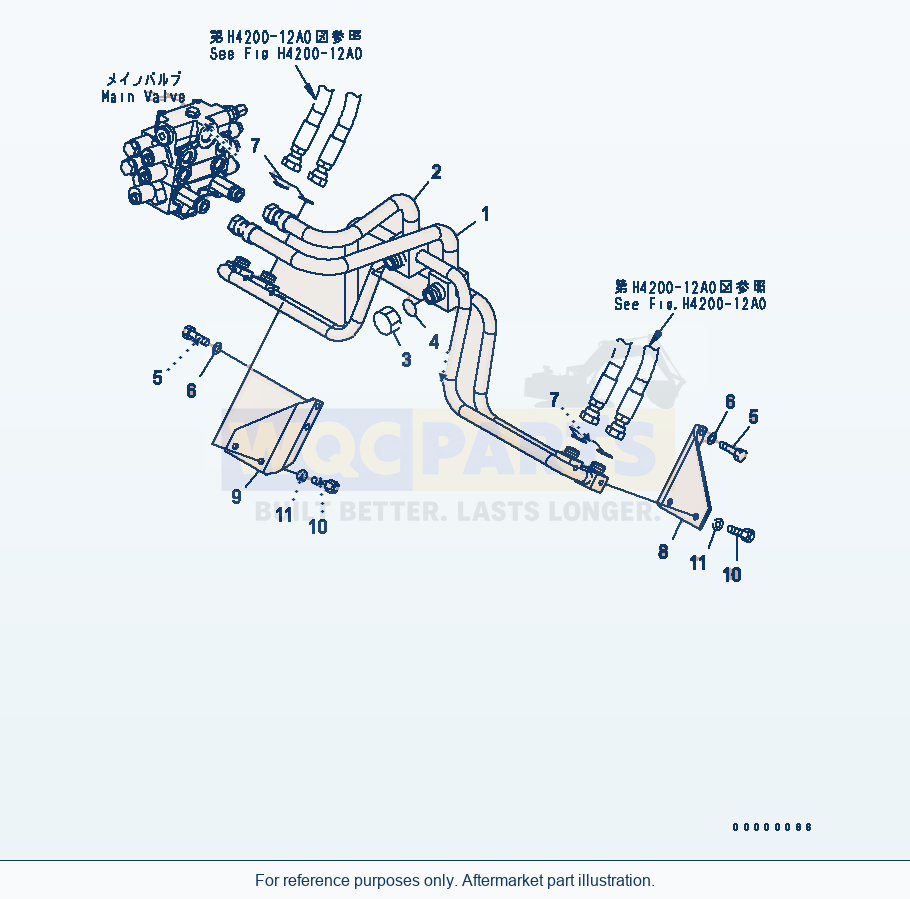 Komatsu WA250PTL-5 Hydraulic Piping (Lift Cylinder Line) parts diagram
