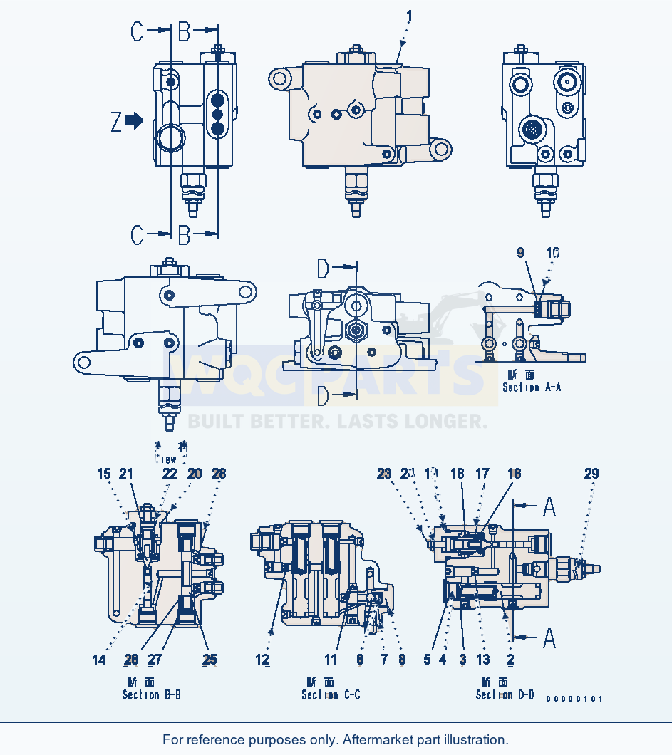 Komatsu WA250PTL-5 Charge Valve (Brake)(Inner Parts) parts diagram