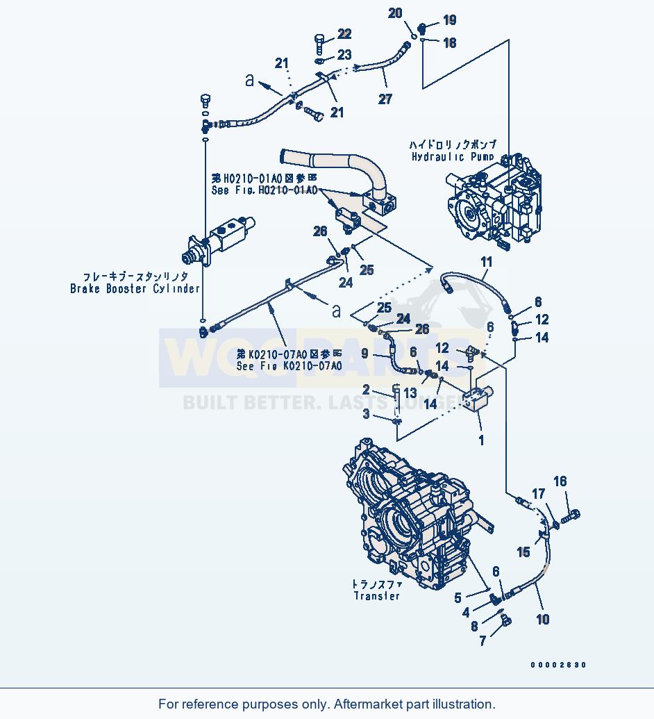 Komatsu WA250PTL-5 Inching Control parts diagram