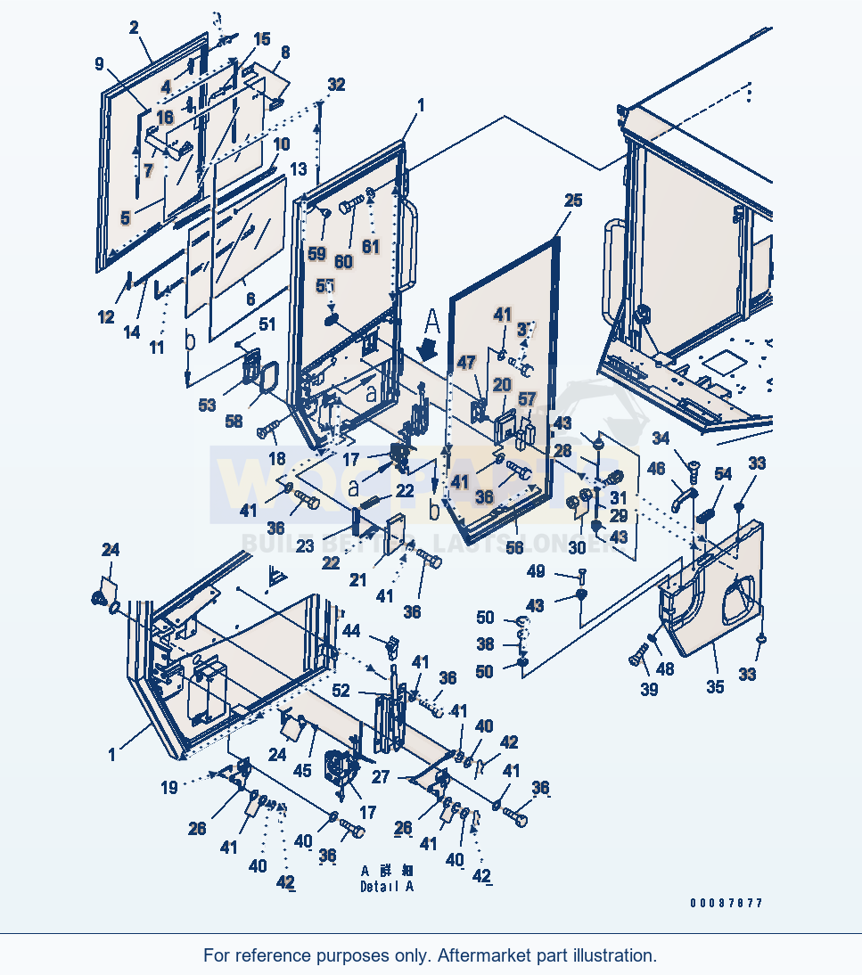 Komatsu WA250PTL-5 Rops Cab (Door R.H.)(#70579-) parts diagram