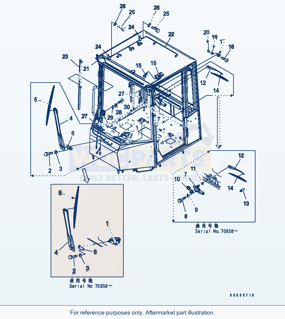 Komatsu WA250PTL-5 Rops Cab (Wiper) parts diagram