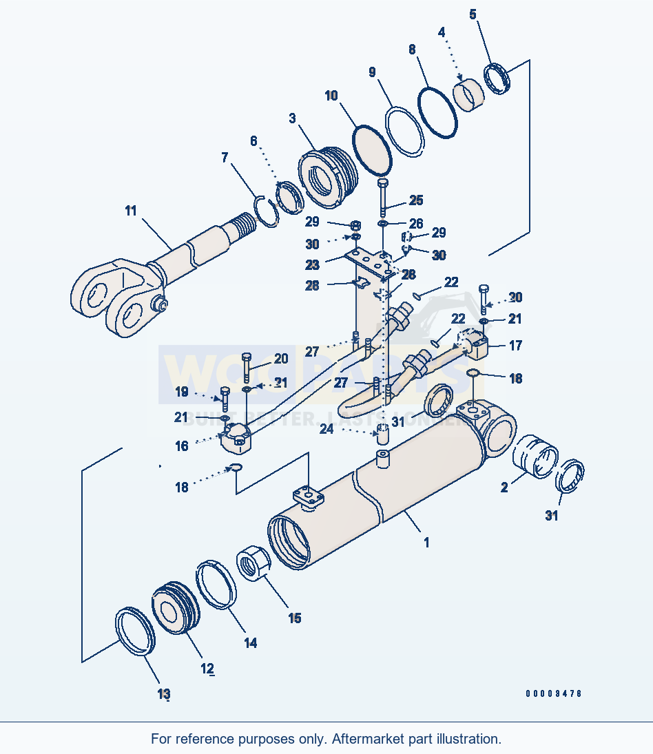 Komatsu WA250PTL-5 Lift Cylinder (Inner Parts) parts diagram