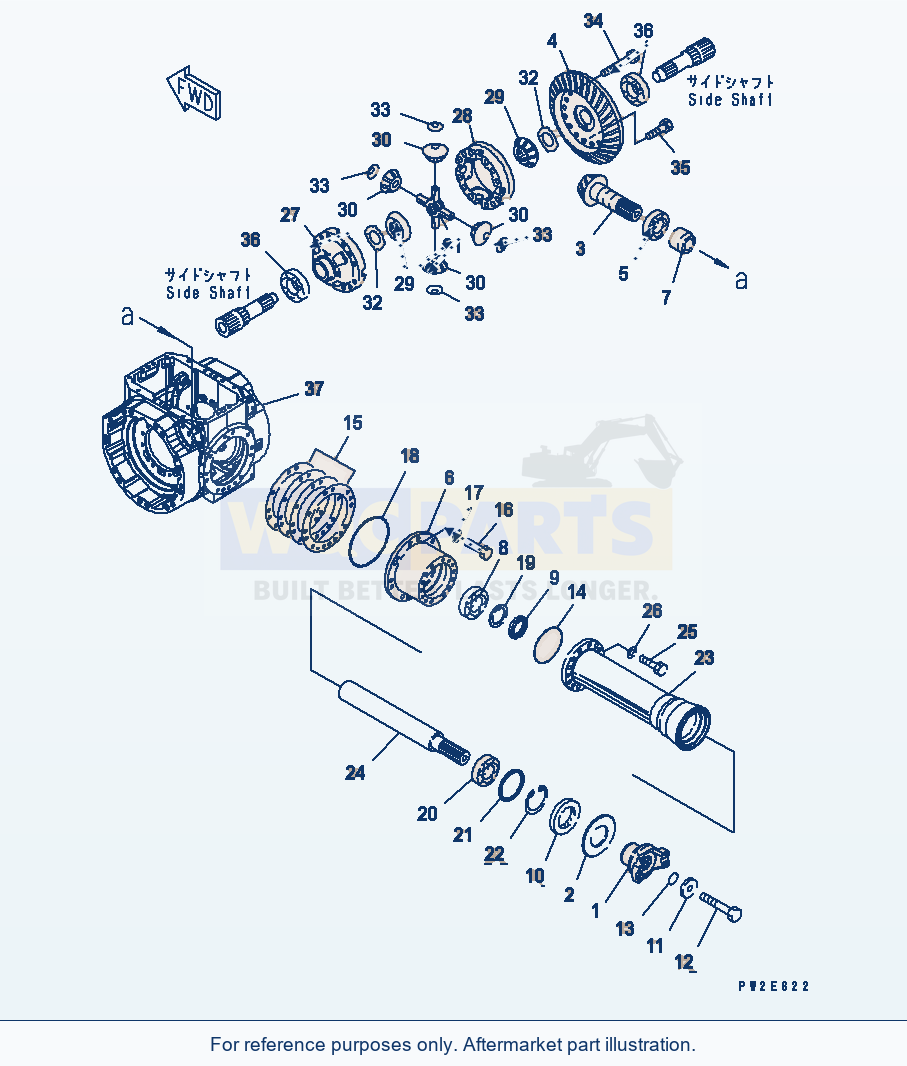 Komatsu WA250PTL-5 Front Axle (Differential) parts diagram