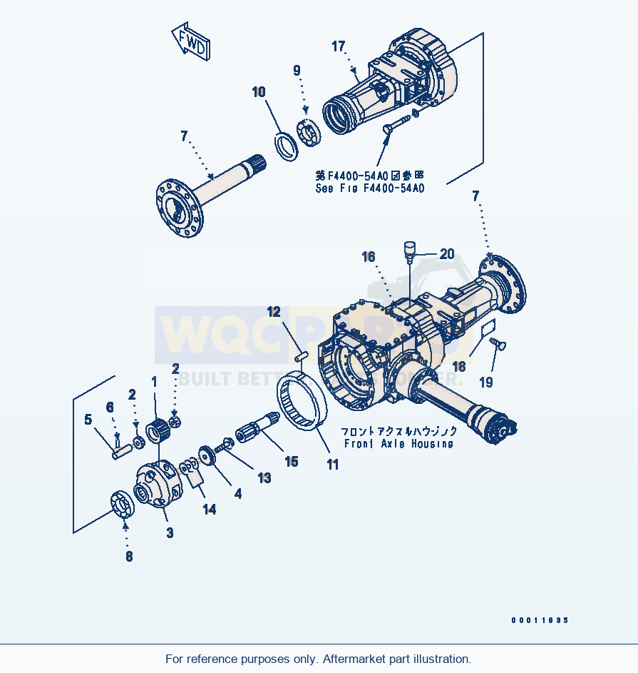 Komatsu WA250PTL-5 Front Axle (Final Drive And Housing) parts diagram
