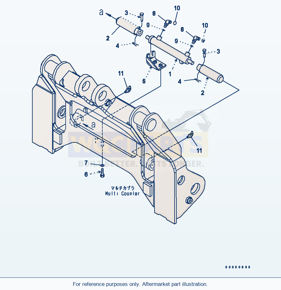 Komatsu WA250PTL-5 Multi Coupler (Lock Cylinder) parts diagram