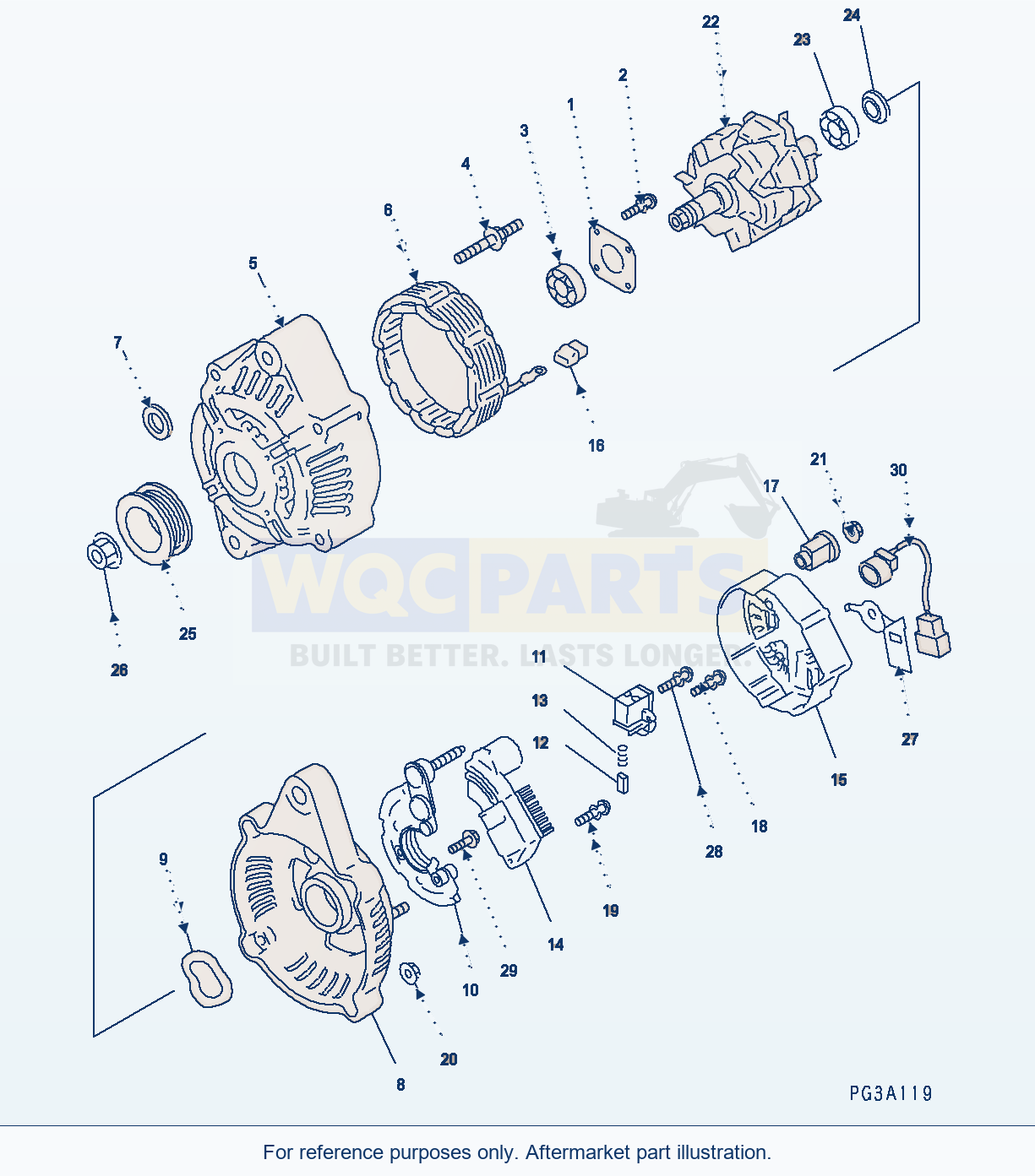 Komatsu WA250PZ-5 Alternator (35A) (Inner Parts) parts diagram