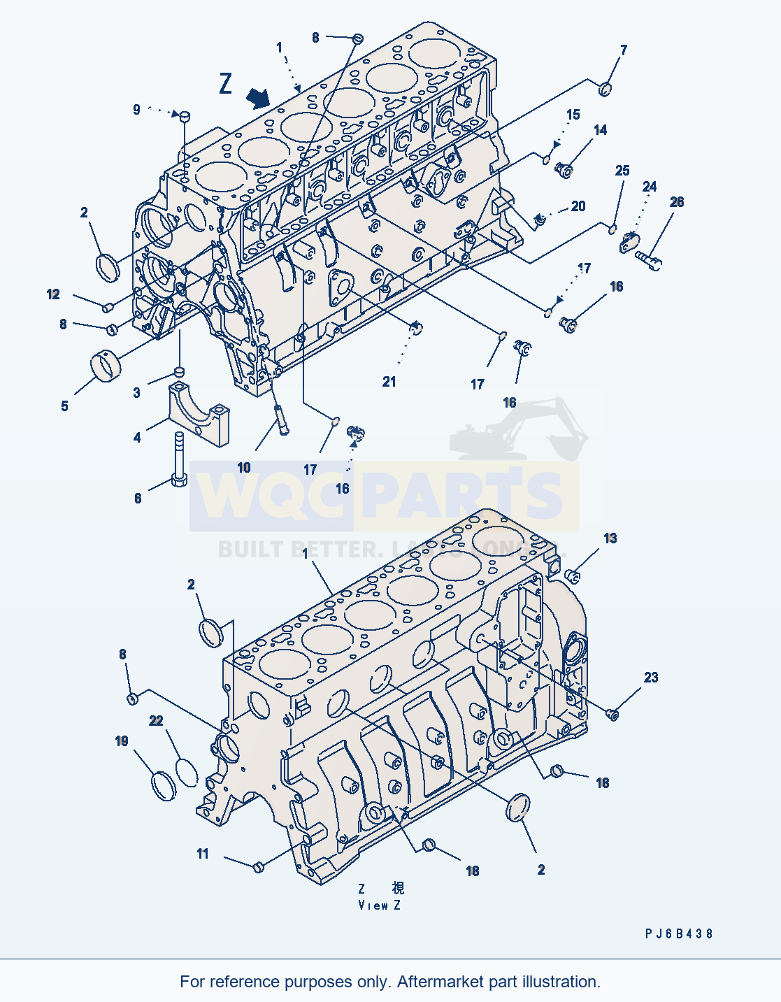 Komatsu WA250PZ-5 Cylinder Block parts diagram